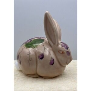 Vintage 1953 Ceramic Bunny Rabbit Figurine with Floral Design Easter/Spring 4.5"
